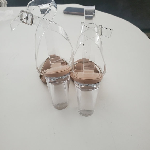 Aldo Clear and Nude Heels with Rhinestone Strap - Picture 9 of 10